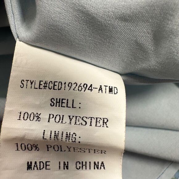 Melloday Mini Shift Dress 3/4 Sleeve Size Large Blue Floral Pleated Ruffle Neck - Picture 4 of 10